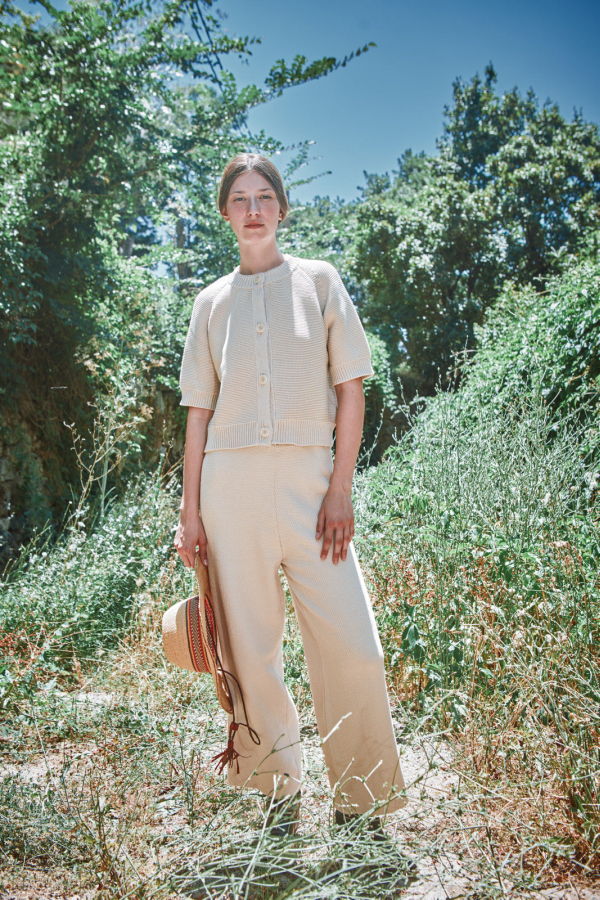 L'ENVERS Clarisse Short-Sleeve Cardigan in Organic Cotton