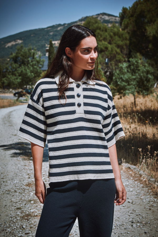 L'ENVERS Lili Oversize Polo Top in Organic Cotton