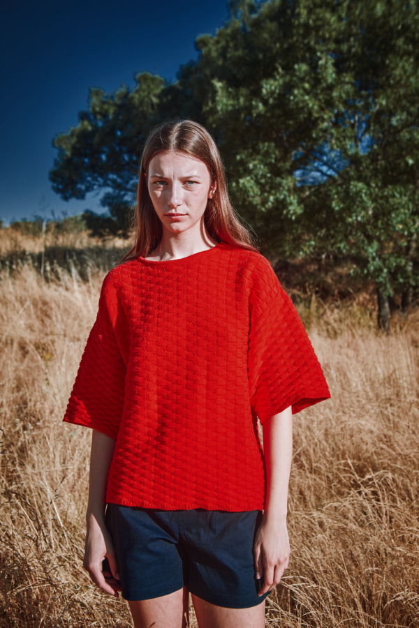 L'ENVERS Sidonie Basketweave-Knit Tee in Organic Cotton