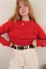 Hermine Vintage 70s Garnet Pure New Wool Crewneck Sweater - Red - Thumbnail 1