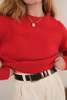 Hermine Vintage 70s Garnet Pure New Wool Crewneck Sweater - Red - Thumbnail 2