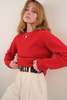 Hermine Vintage 70s Garnet Pure New Wool Crewneck Sweater - Red - Thumbnail 3