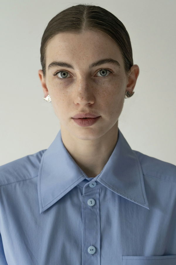 K M by L A N G E Nebo Oversize Shirt - Soft Sky Blue