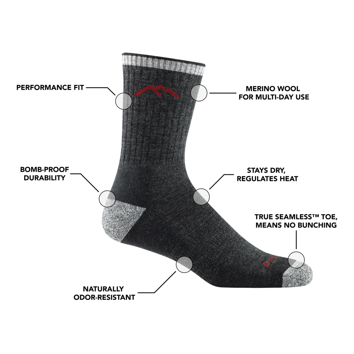 Darn Tough Hiker Micro Crew Midweight 1466 w/ Cushion Sock - Image 3 of 3