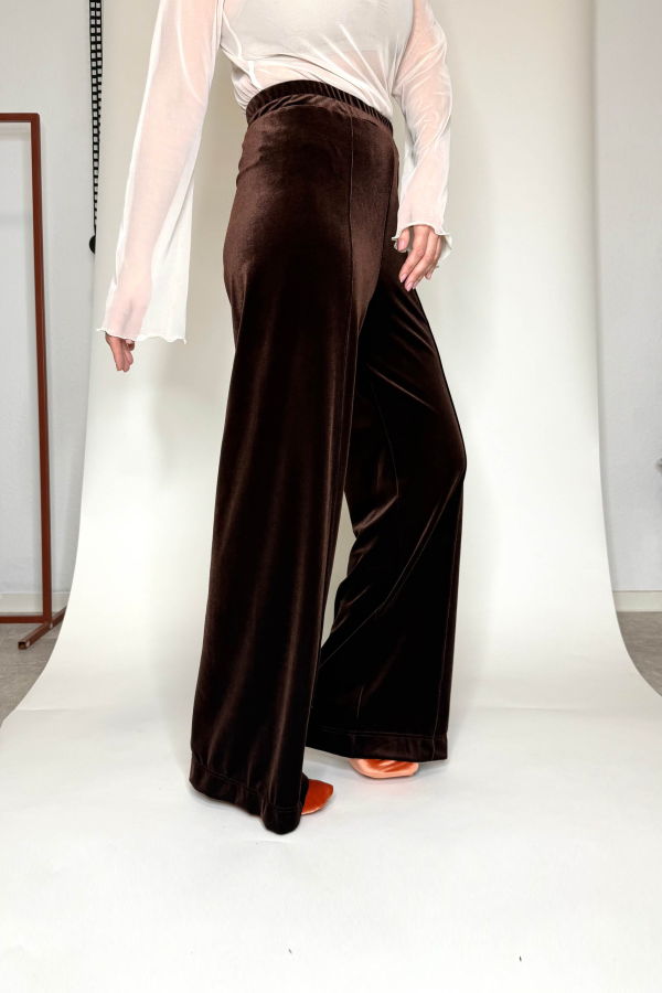 Simone Wild Velvet Top Stitched Pants - Nut