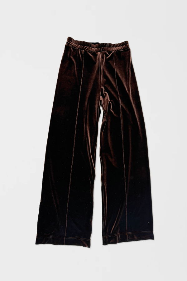 Simone Wild Velvet Top Stitched Pants - Nut