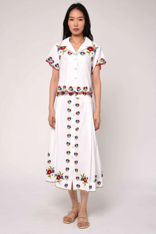 Love The Label Berri Midi Skirt - May Morris Embroidery