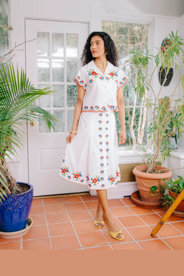 Love The Label Berri Midi Skirt - May Morris Embroidery