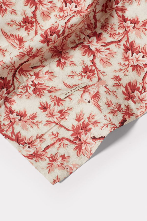 Caramel Cotton Tablecloth - Pink Tree Top Print