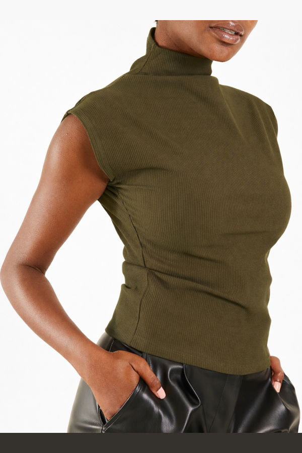 Meg Sleeveless Skinny Top - Olive