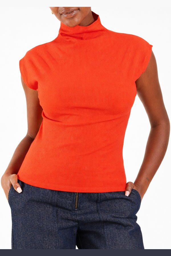 Meg Sleeveless Skinny Top - Scarlet