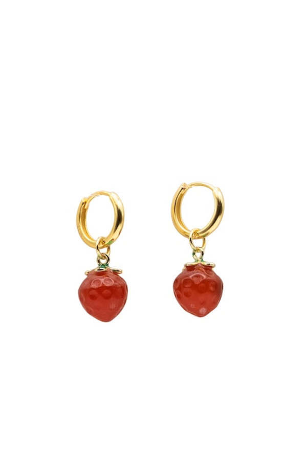 seree Harvest Jade Stone Charm Earrings - Strawberry seree Harvest Jade Stone Charm Earrings - Strawberry