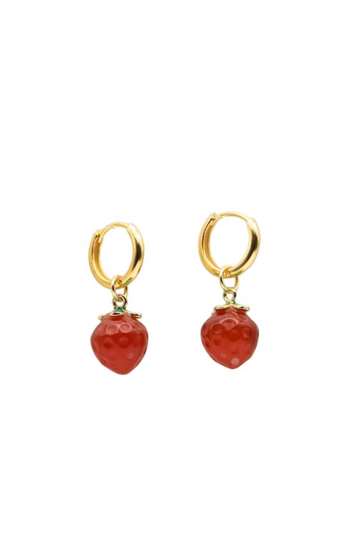 seree Harvest Jade Stone Charm Earrings - Strawberry - Image 1 of 2