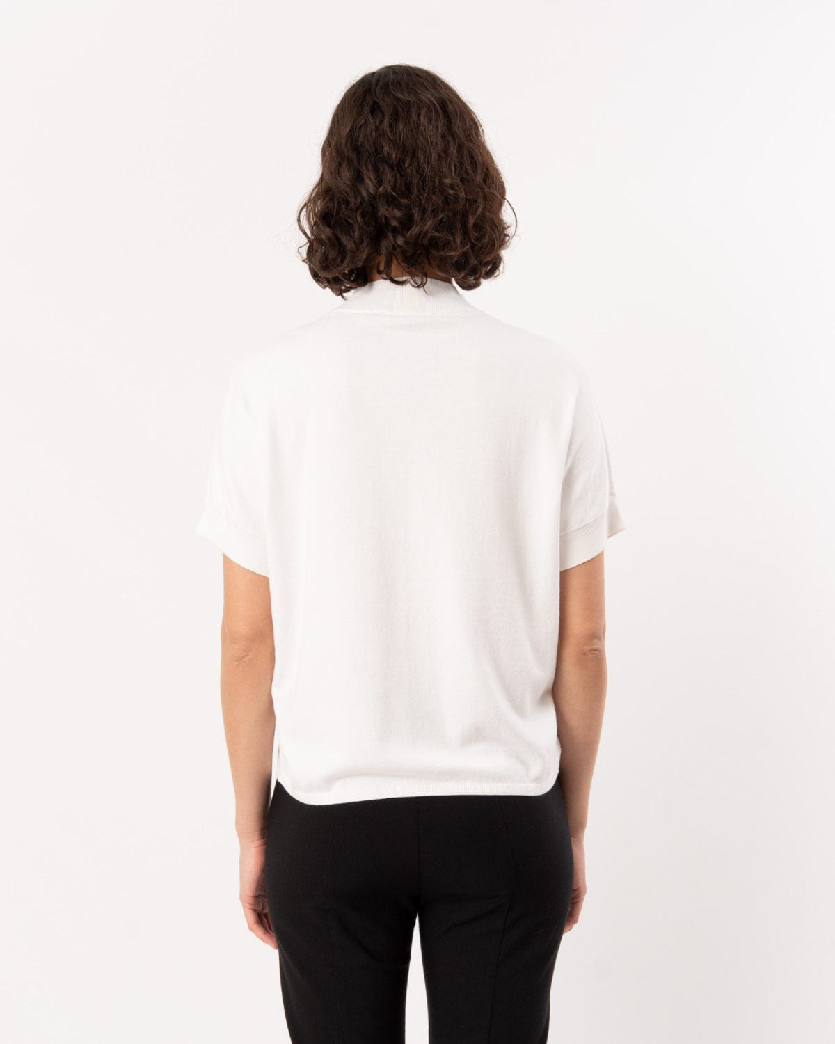 ELLIOTT LAUREN Short Sleeve Mock Neck Top - Cream - Image 2 of 5