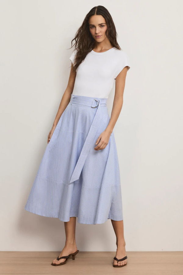 Veronica Beard Belmar Mixed Media Dress - Blue/White Stripe