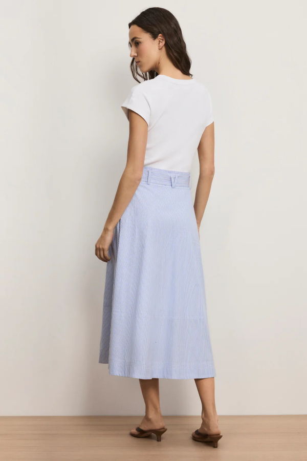 Veronica Beard Belmar Mixed Media Dress - Blue/White Stripe