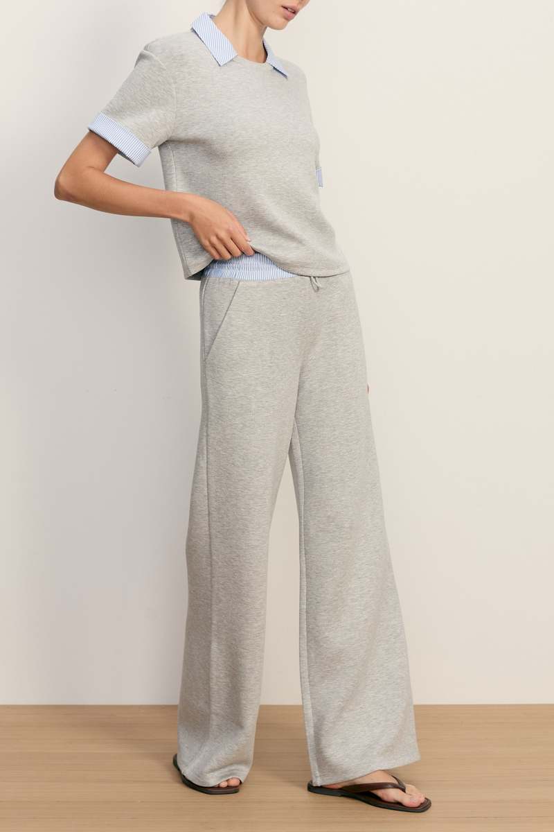 Veronica Beard Stuyvesant Mixed Media Top - Light Heather Grey