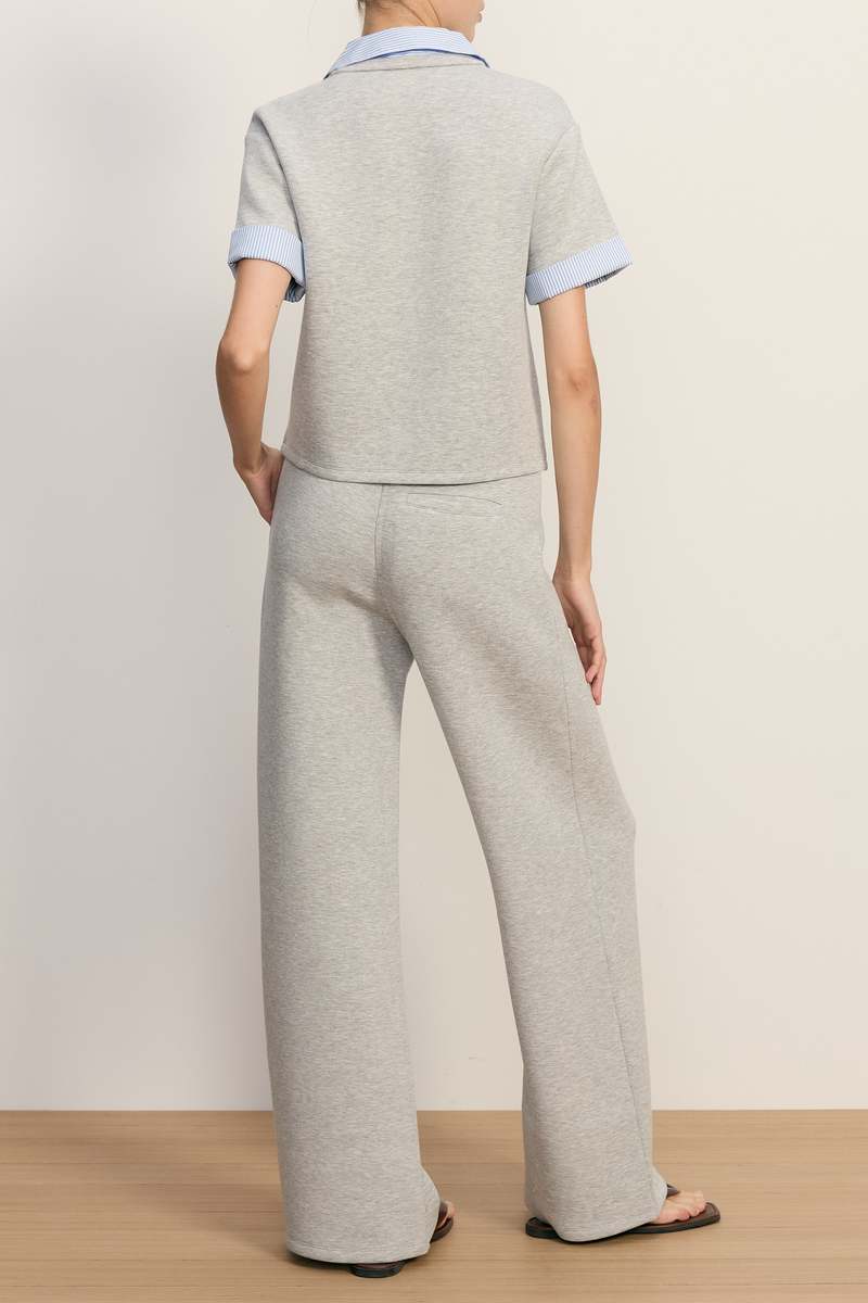 Veronica Beard Stuyvesant Mixed Media Top - Light Heather Grey