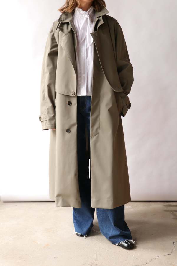 Tibi Double Collar Frank Trench Coat - Dark Hazelnut