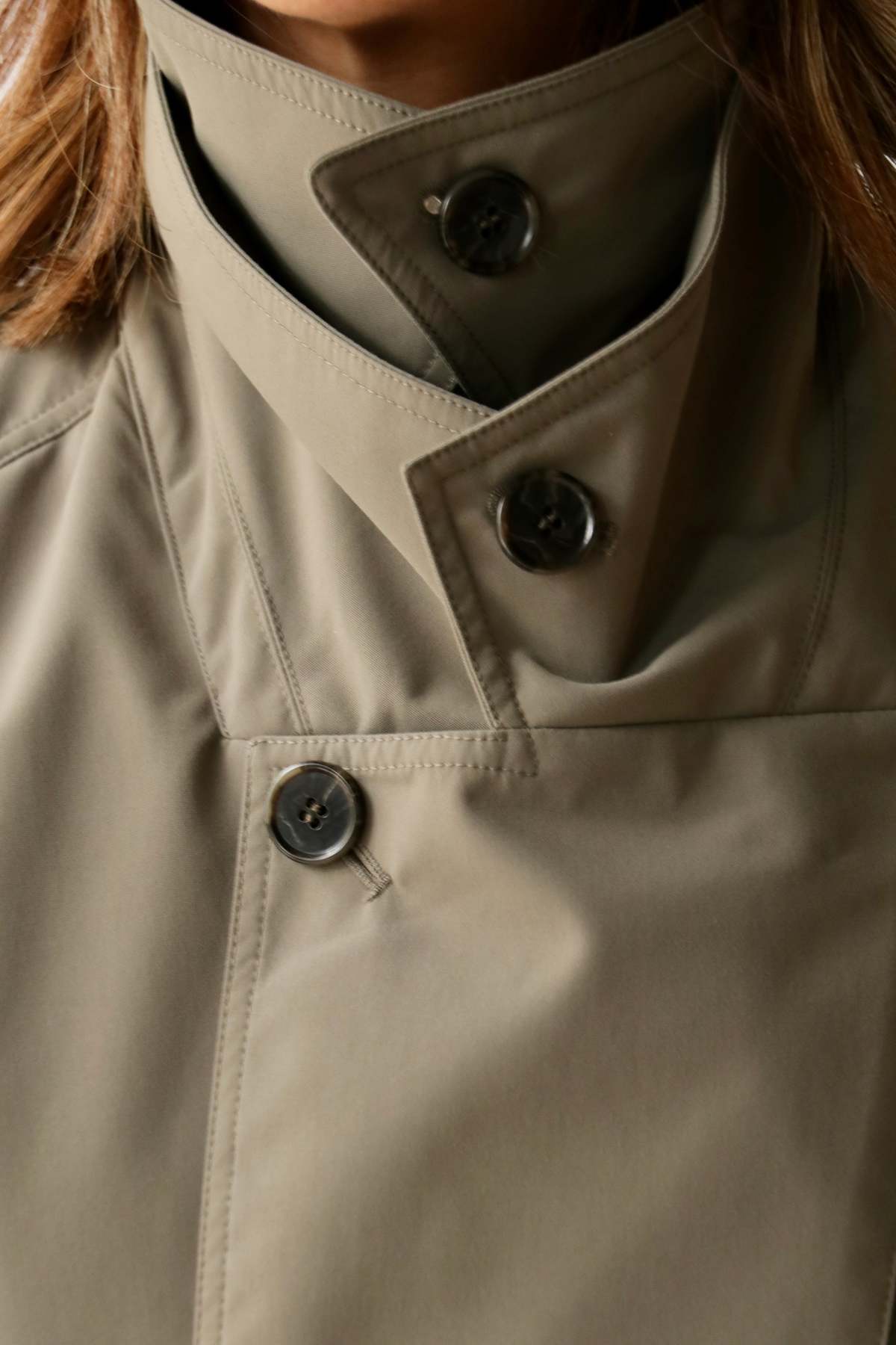 Tibi Double Collar Frank Trench Coat - Dark Hazelnut - Image 2 of 7