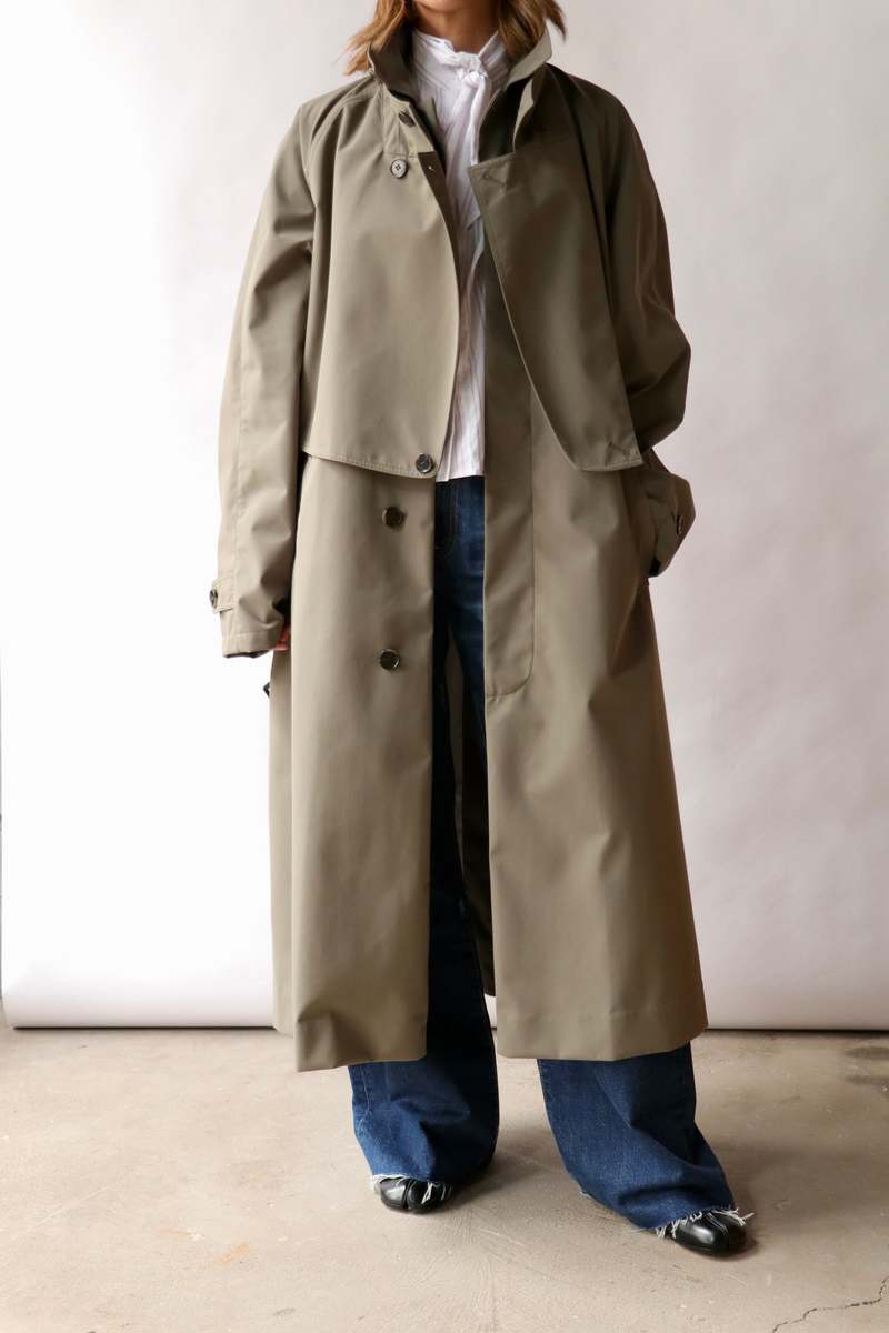 Tibi Double Collar Frank Trench Coat - Dark Hazelnut