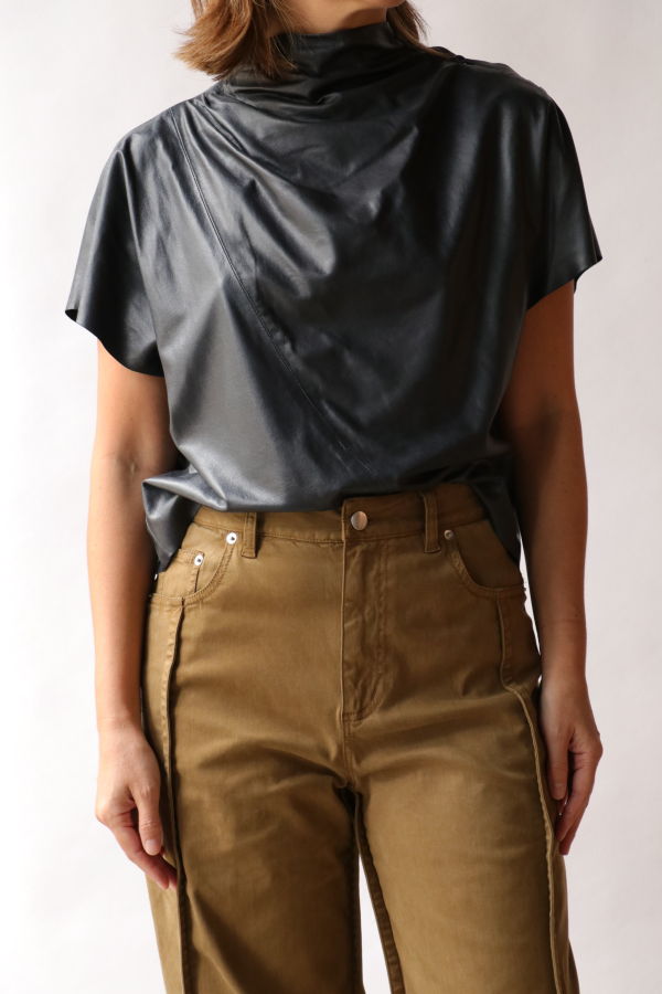 TWP Mock Neck Tee Top - Midnight