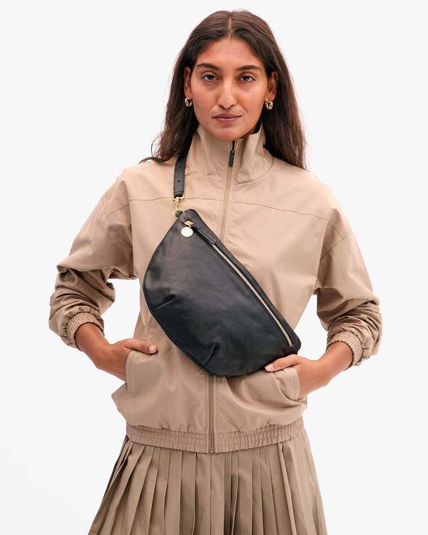 Clare V. Grande Fanny Bag - Black Petit Caviar