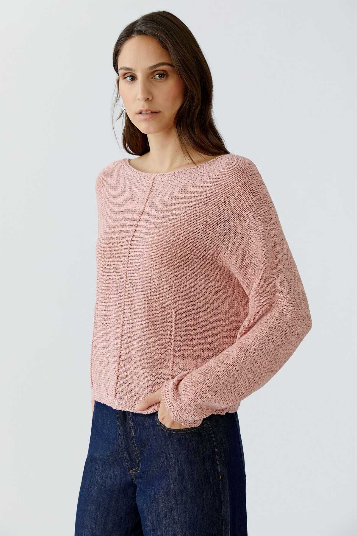 OUI FASHION Tricot Fil Ruban Sweater - Dusty Rose - Image 2 of 7