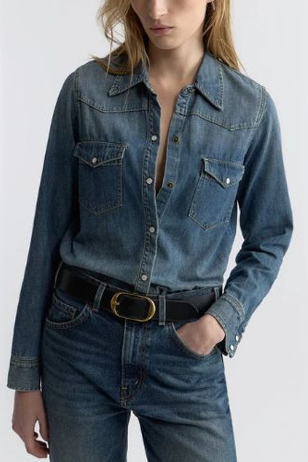 Nili Lotan Travis Shirt - Indigo Rinse