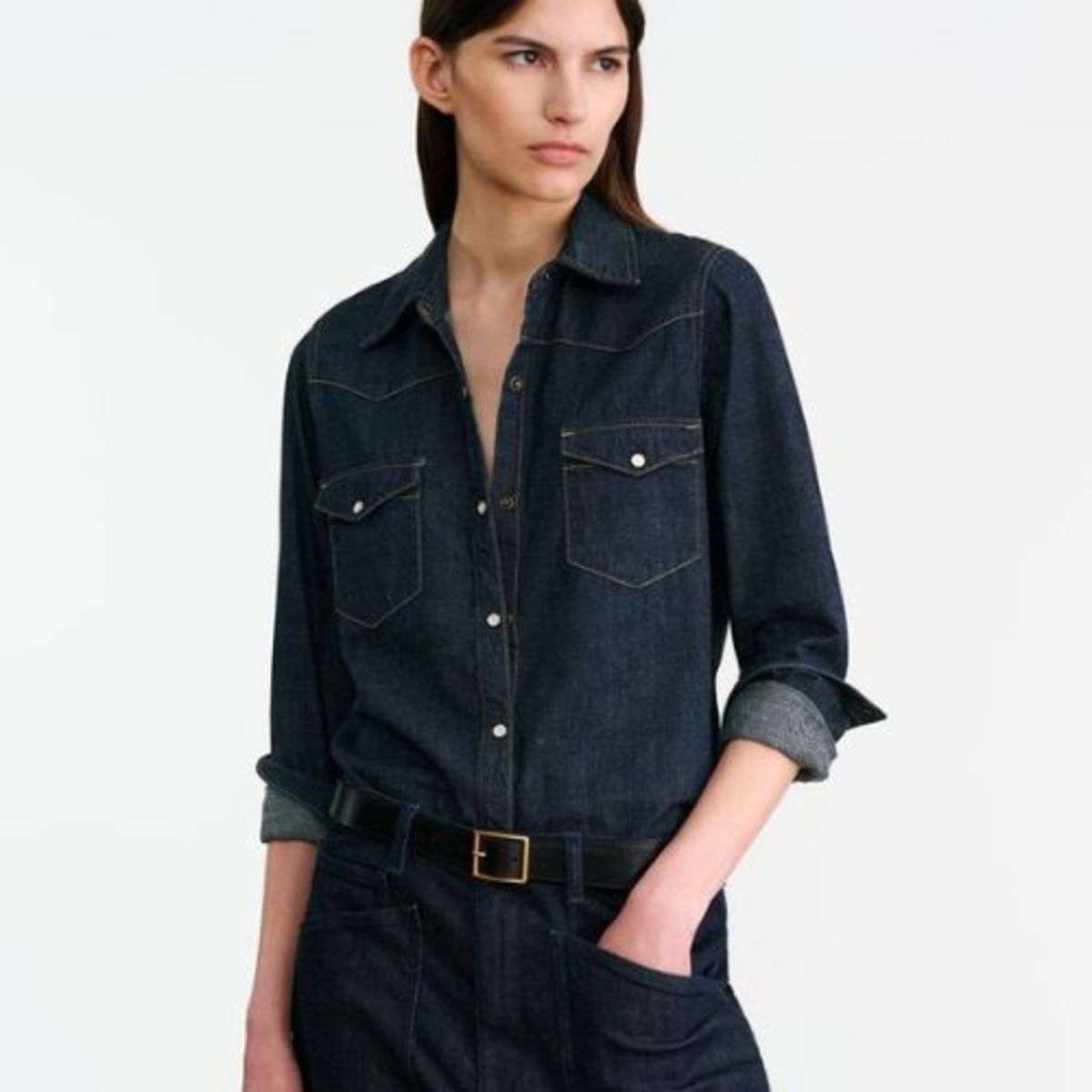 Nili Lotan Travis Shirt - Indigo Rinse - Image 4 of 7