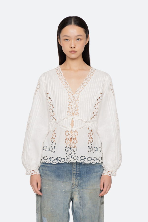 Sea NY Sofia Long Sleeve Top - Cream