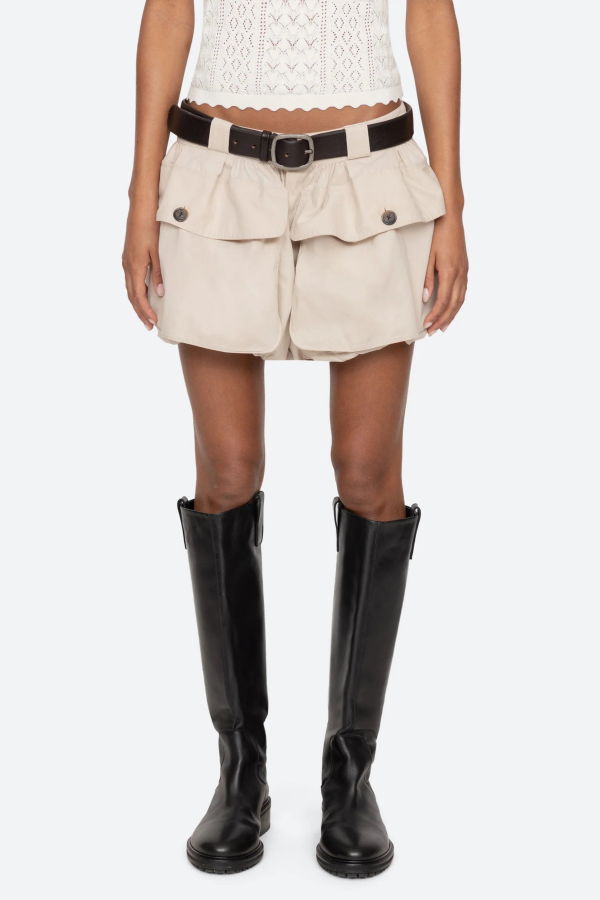 Sea NY Andrea Workwear Bubble Shorts - Stone
