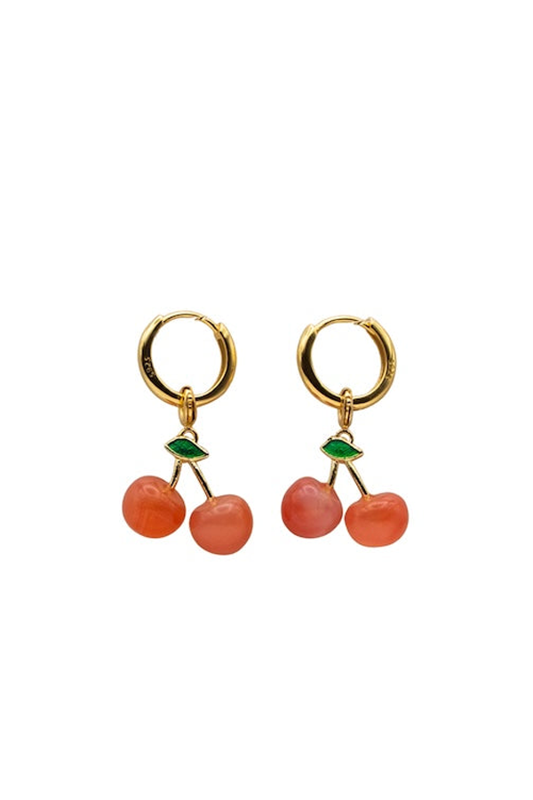 seree Harvest Jade Stone Charm Earrings - Cherry