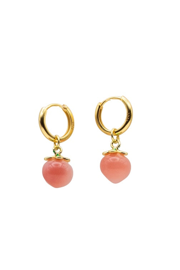 seree Harvest Jade Stone Charm Earrings - Peach
