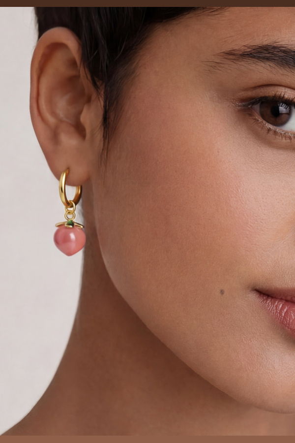 seree Harvest Jade Stone Charm Earrings - Peach