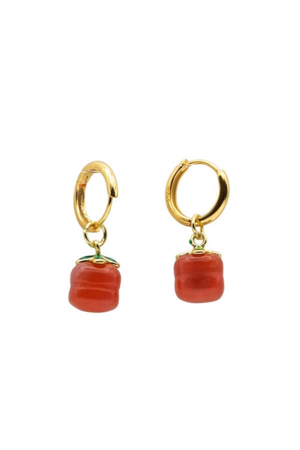 seree Harvest Jade Stone Charm Earrings - Persimmon