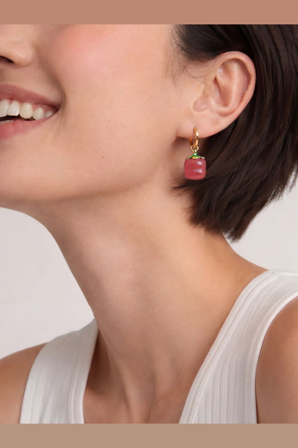 seree Harvest Jade Stone Charm Earrings - Persimmon