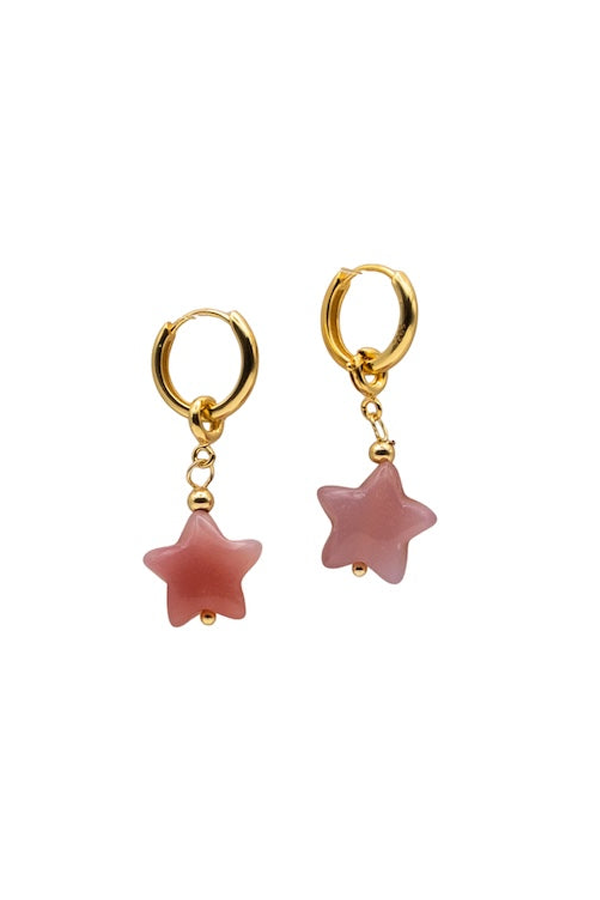 seree Harvest Jade Stone Charm Earrings - Star-Pink