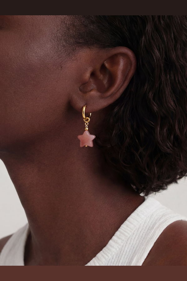 seree Harvest Jade Stone Charm Earrings - Star-Pink