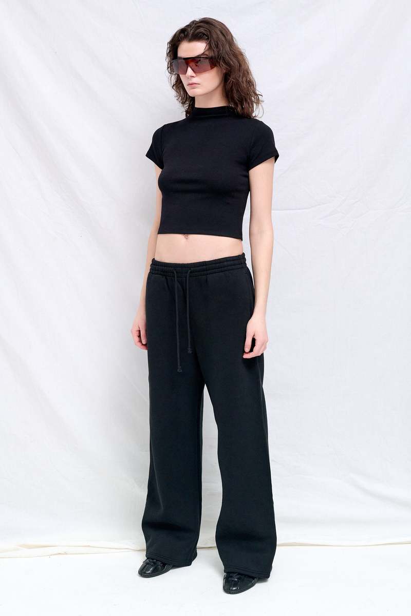 Assembly Slim Fit Mock Neck T-Shirt Top - Black