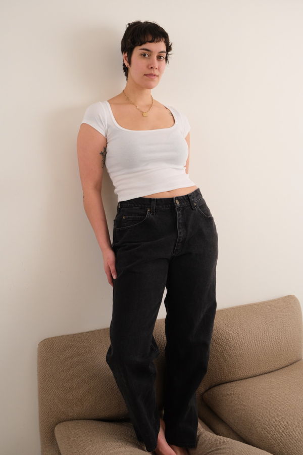 Vintage Hermine Vintage 90s Coal Wash Levi's 560 Cotton Denim Loose Fit Tapered Leg Jeans - Black