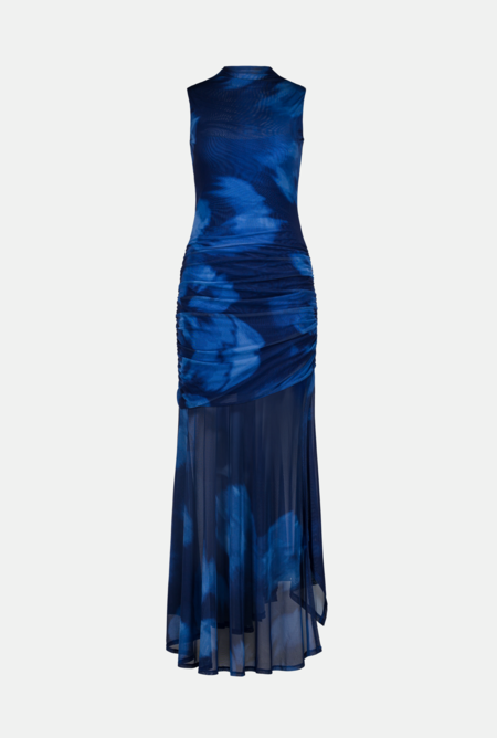 green emerald velvet dress Draped mesh dress – SAEMDI main image 1