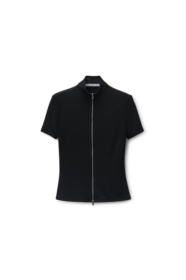 ALEXANDER WANG SS Rashguard Top With Mock Neck - Black