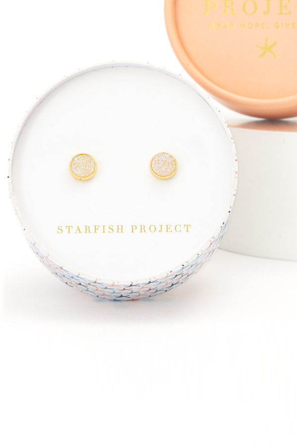 Starfish Project Brittany White Agate Stud Earrings
