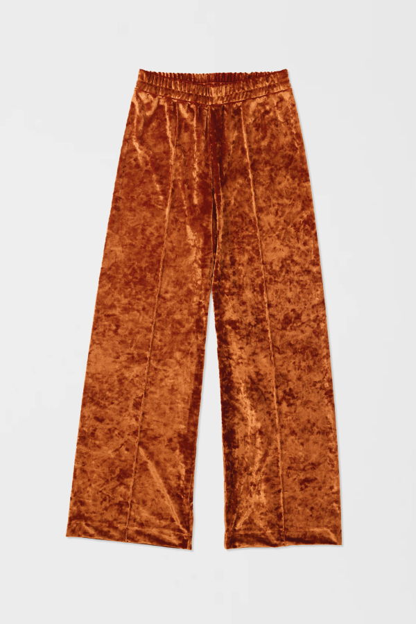 Simone Wild Velvet Top Stitched Pants - Rust