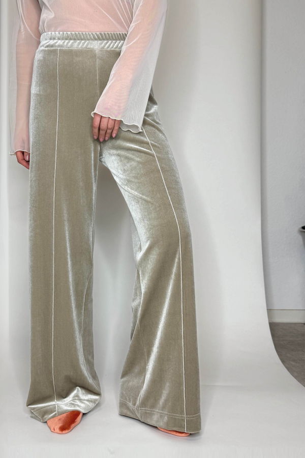 Simone Wild Velvet Top Stitched Pants - Taupe