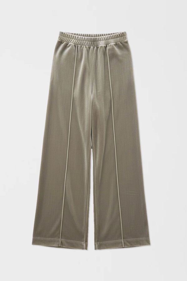 Simone Wild Velvet Top Stitched Pants - Taupe