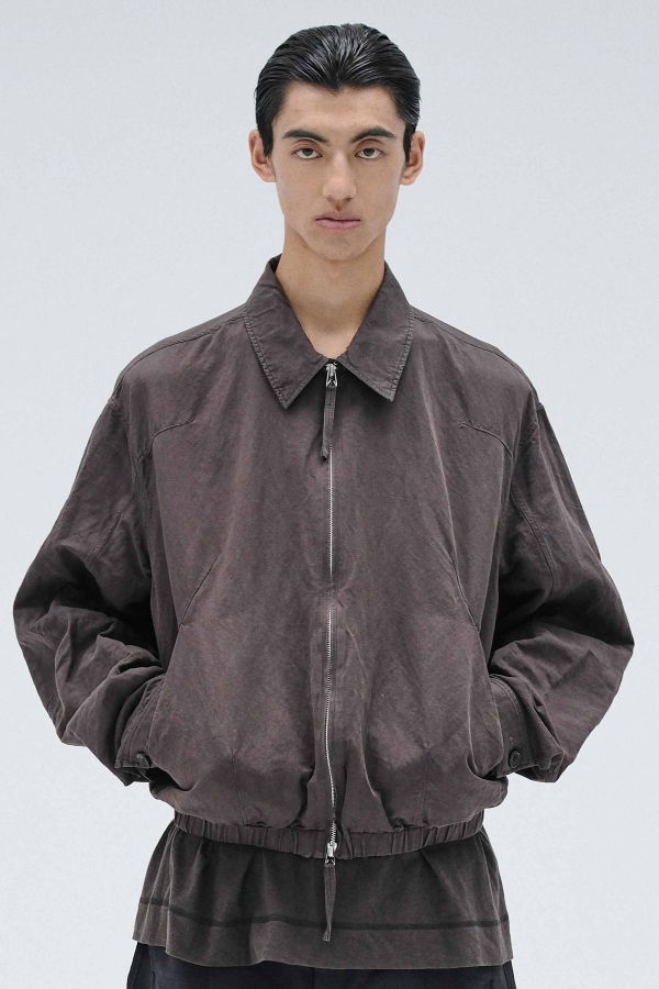 Attempt Darted Zip Blouson Jacket - Brown