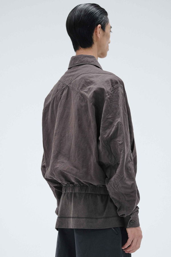 Attempt Darted Zip Blouson Jacket - Brown