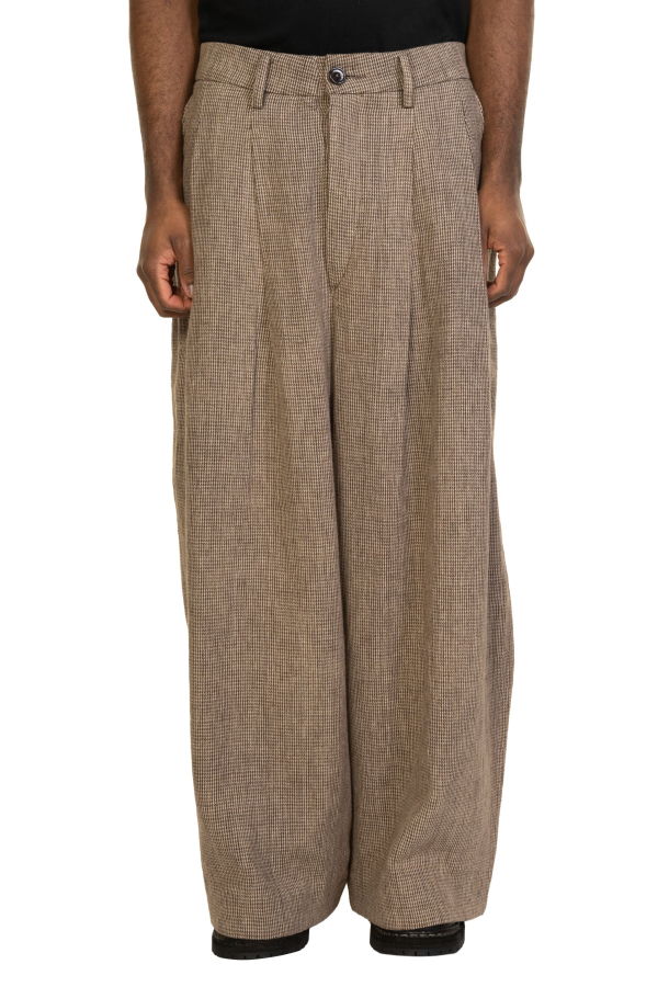 ATE SIMO Double Pleated Wide-Leg Houndstooth Pants